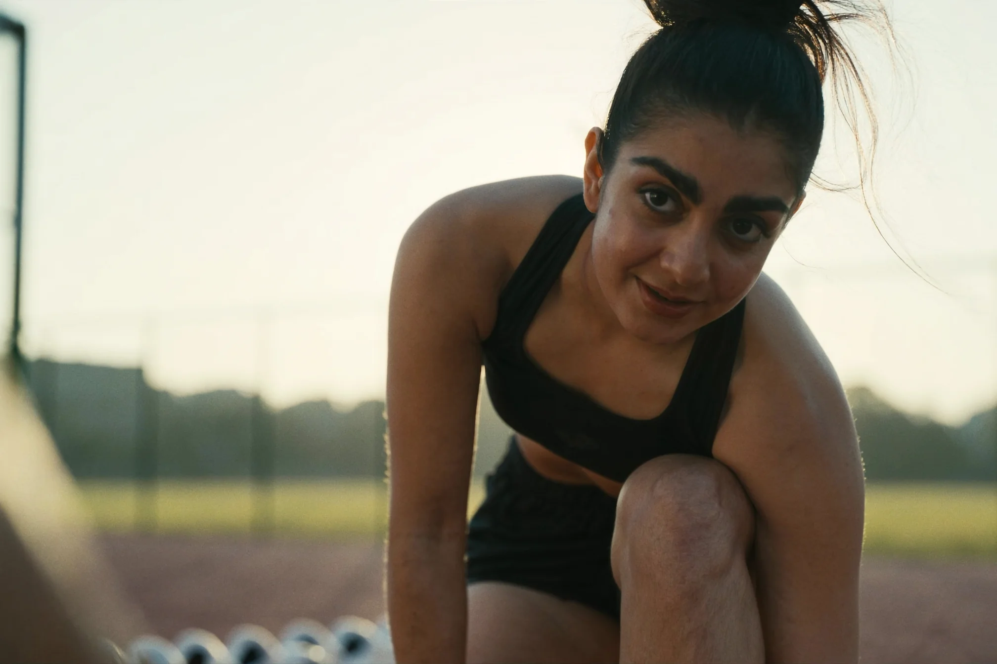 Ritika Bhat preparing on the track